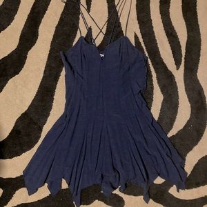 Blue deep v mini dress